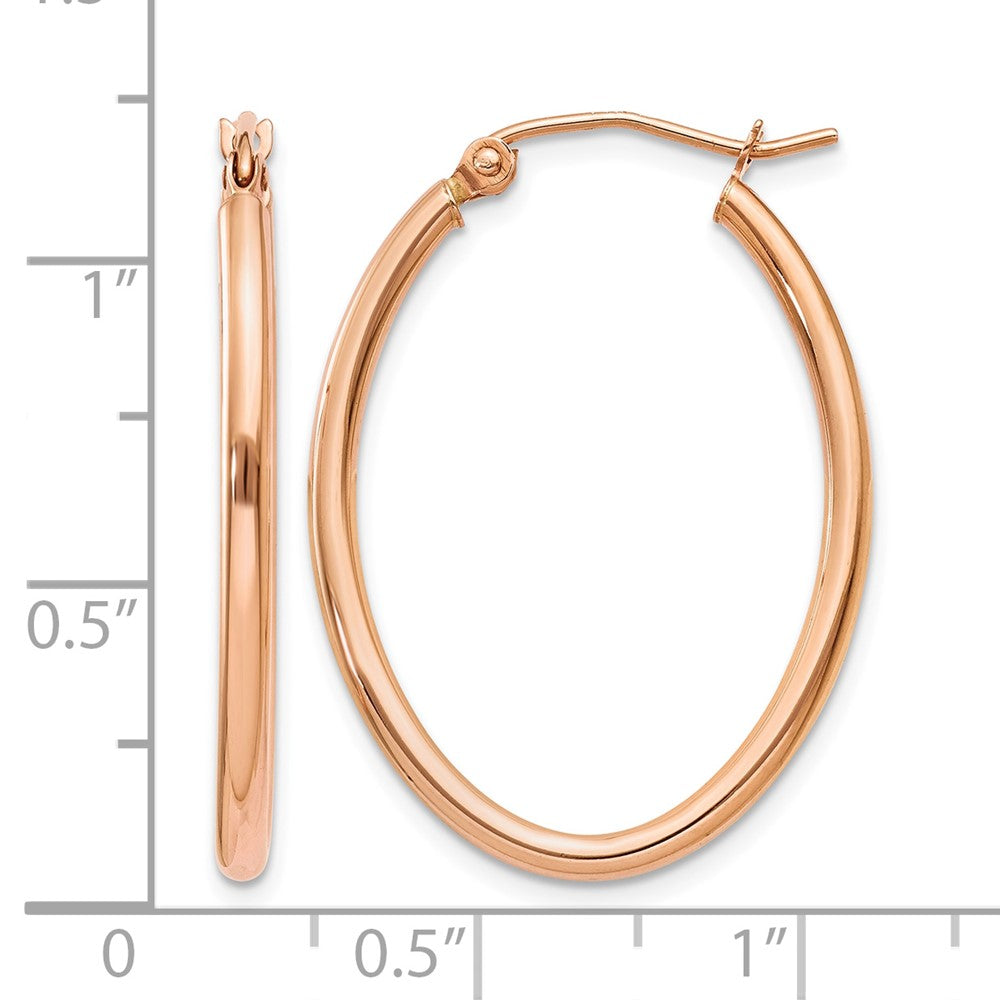 14k Rose Gold Oval Hoop Earrings