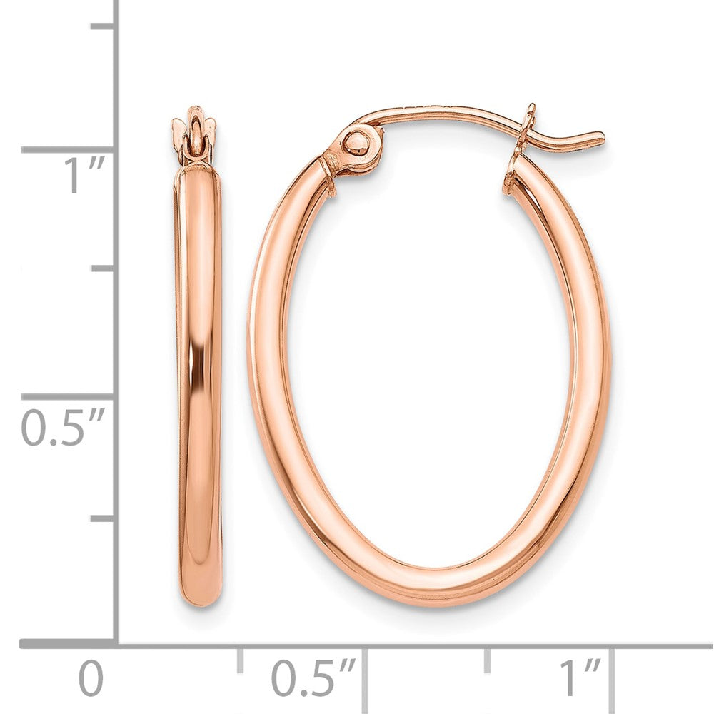 14k Rose Gold Oval Hoop Earrings
