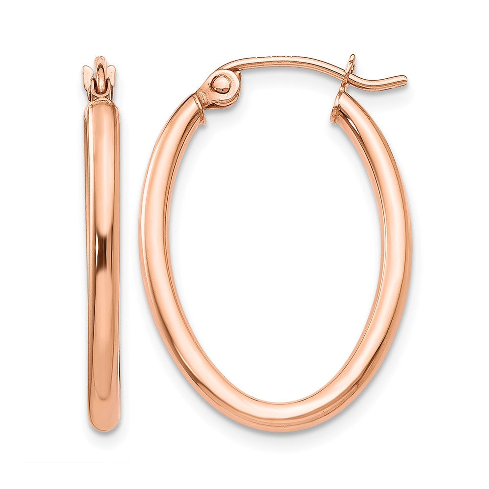 14k Rose Gold Oval Hoop Earrings