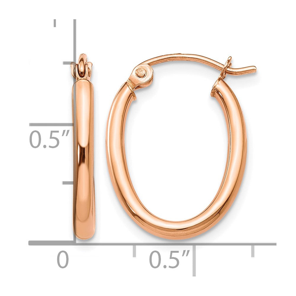 14k Rose Gold Oval Hoop Earrings