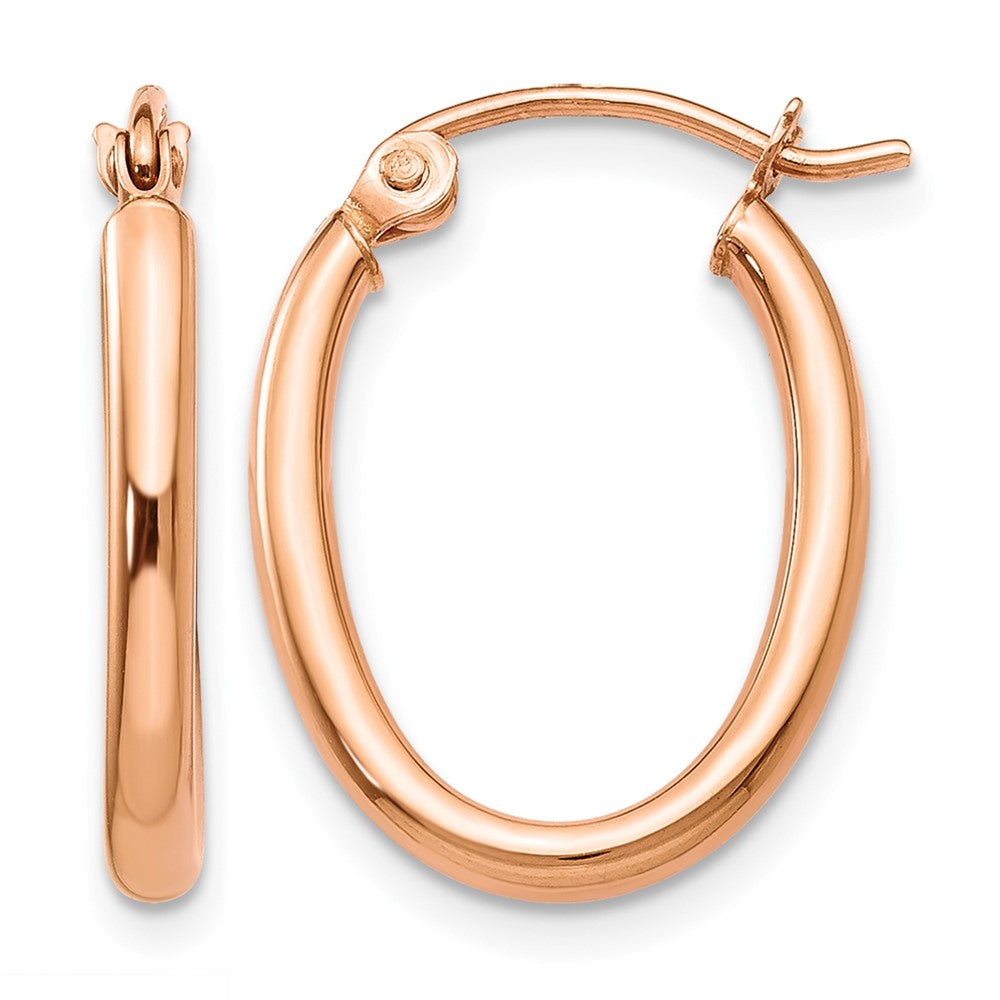 14k Rose Gold Oval Hoop Earrings