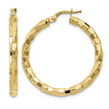 14k Polished/Textured Post Hoop Earring