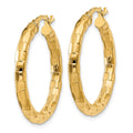 14k Polished/Textured Post Hoop Earring