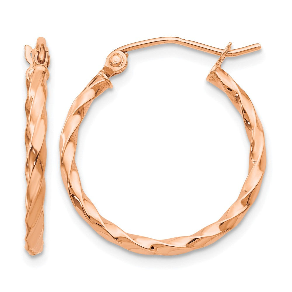 14k Rose Gold Twisted Hoop Earrings