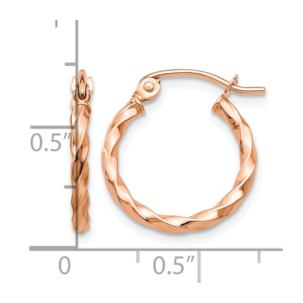 14k Rose Gold Twisted Hoop Earrings