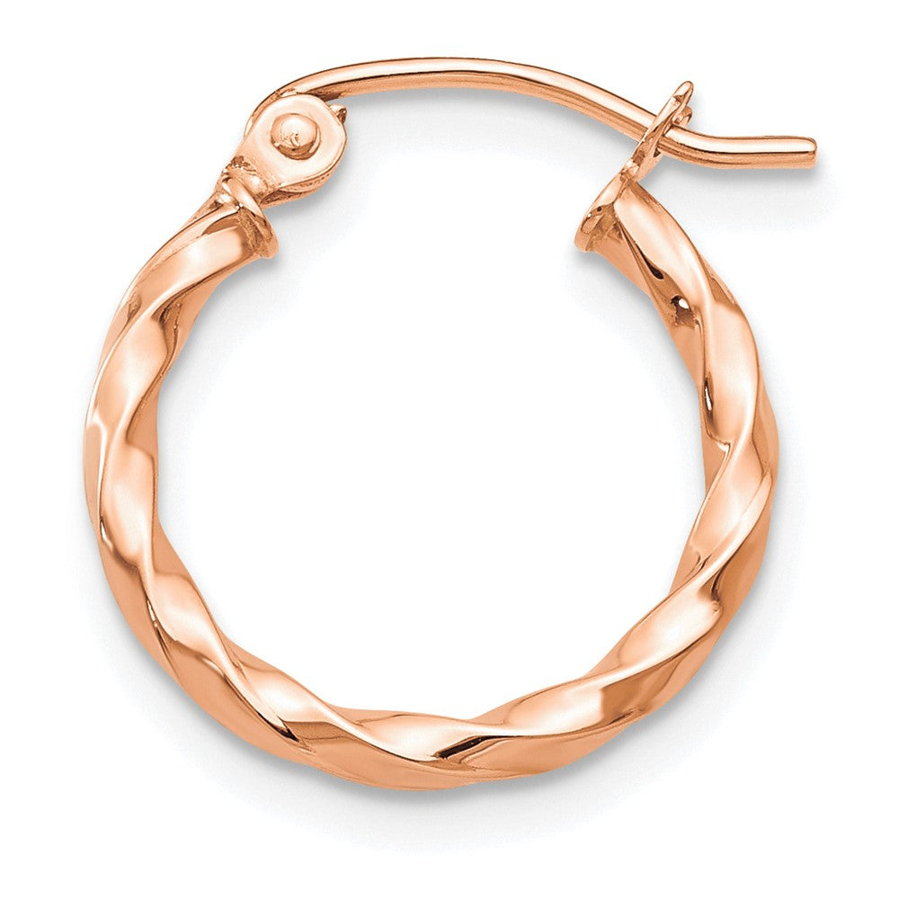 Single 14k Rose Gold Twisted Hoop Earring