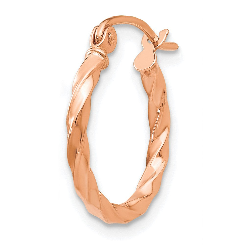 Single 14k Rose Gold Twisted Hoop Earring