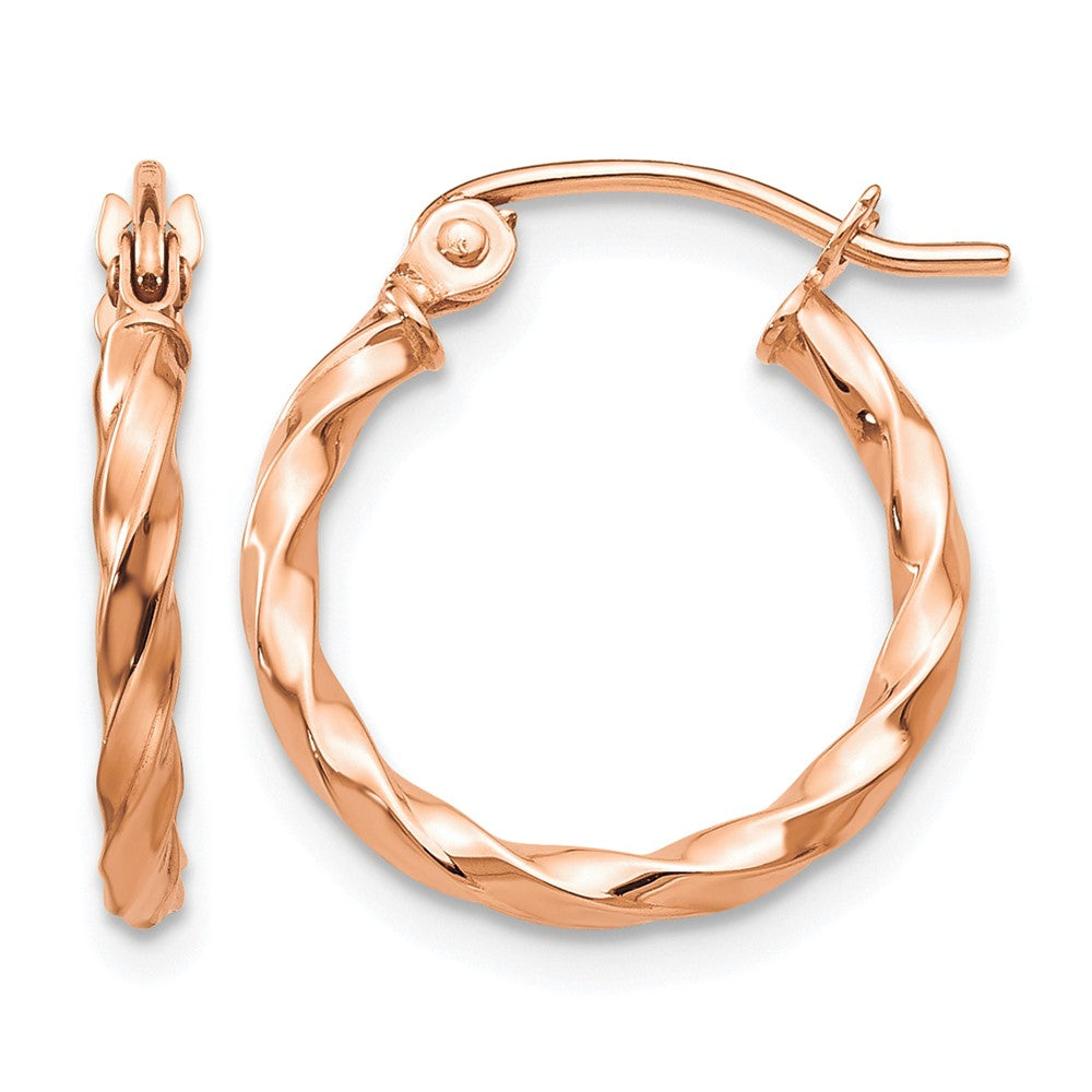 14k Rose Gold Twisted Hoop Earrings