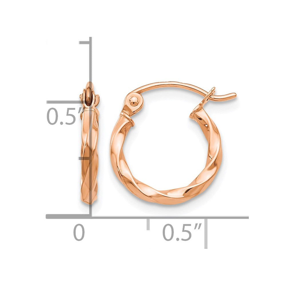 14k Rose Gold Twisted Hoop Earrings