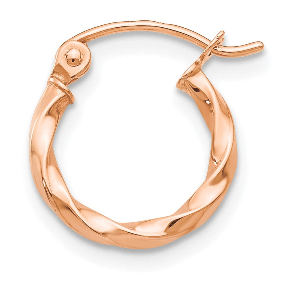 Single 14k Rose Gold Twisted Hoop Earring