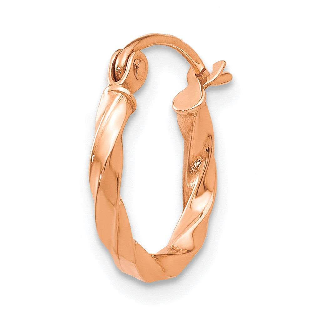 Single 14k Rose Gold Twisted Hoop Earring
