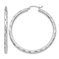 14k White Gold Diamond-cut Hoop Earrings