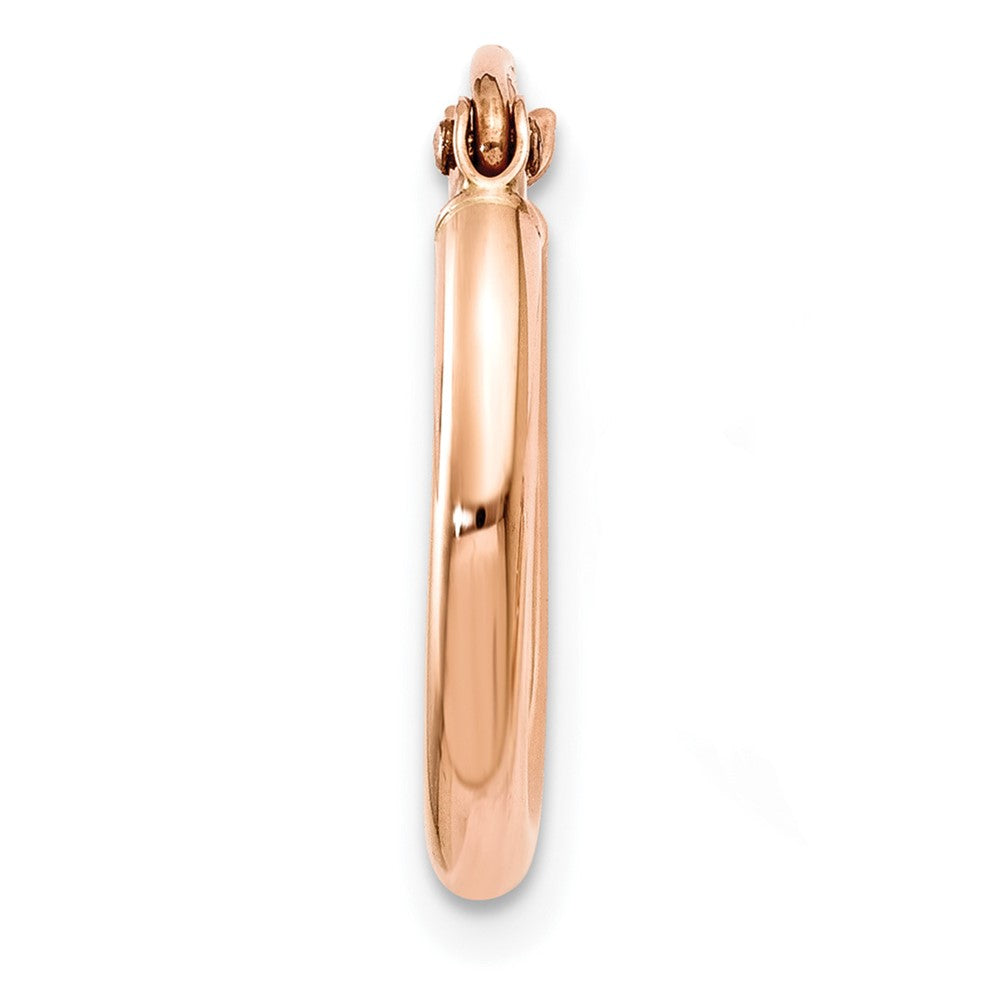 Single 14k Rose Gold Polished 2X15mm Lightweight Tube Hoop Earring