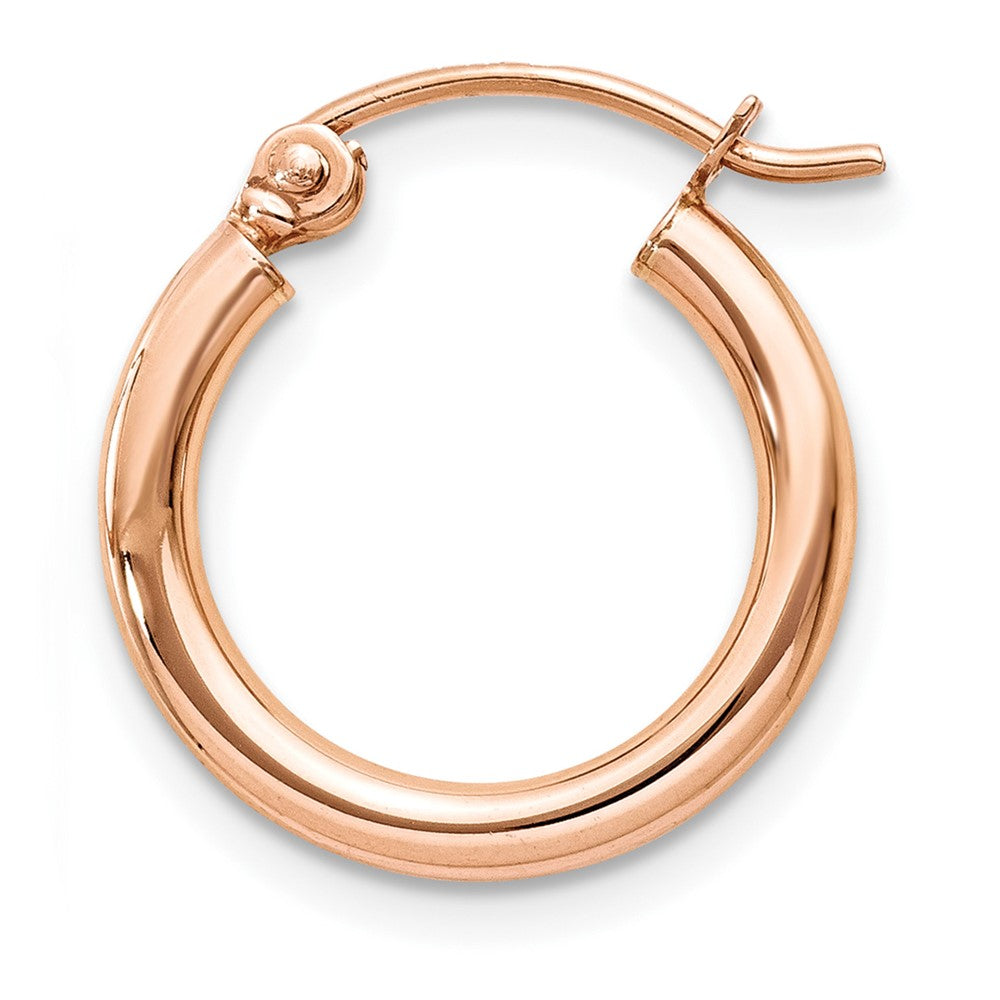 Single 14k Rose Gold Polished 2X15mm Lightweight Tube Hoop Earring