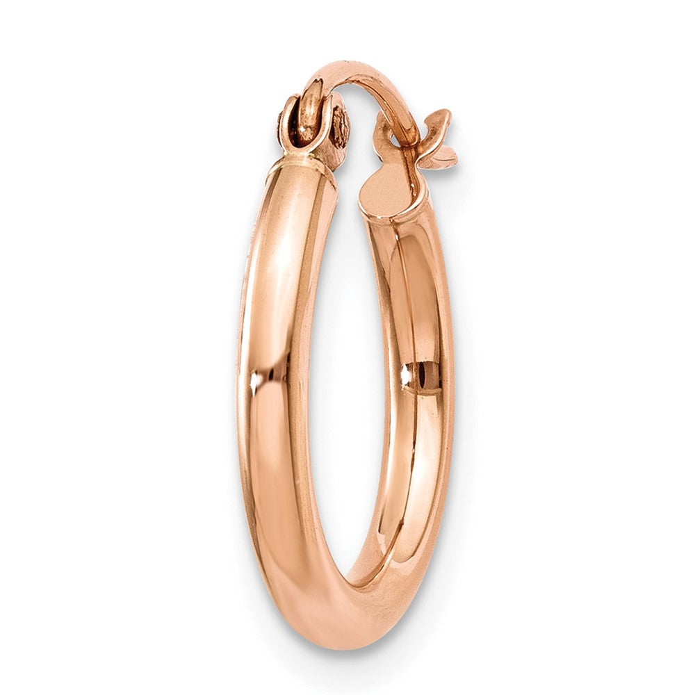 Single 14k Rose Gold Polished 2X15mm Lightweight Tube Hoop Earring