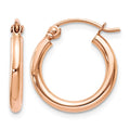 14k Rose Gold Polished 2X15mm Lightweight Tube Hoop Earrings