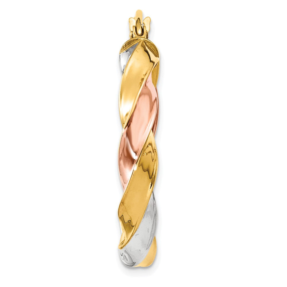 Single 14k Tri-color Light Twisted Hoop Earring