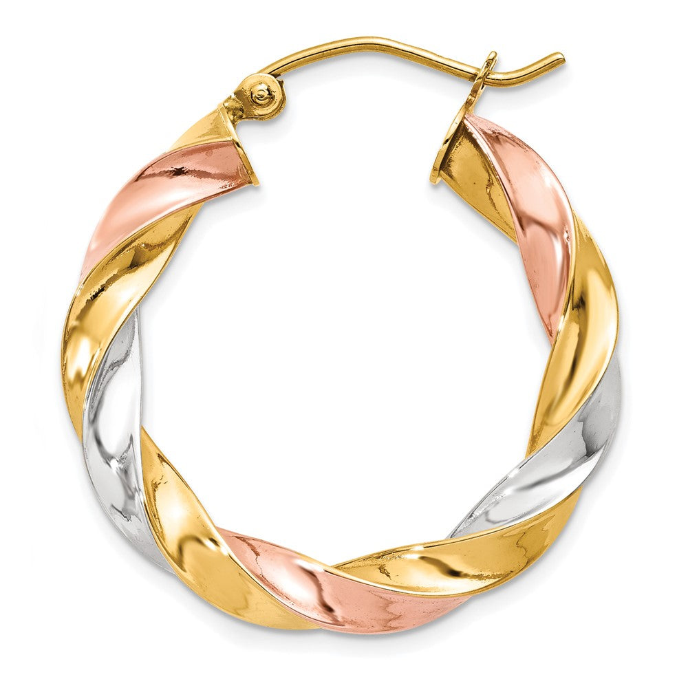 Single 14k Tri-color Light Twisted Hoop Earring