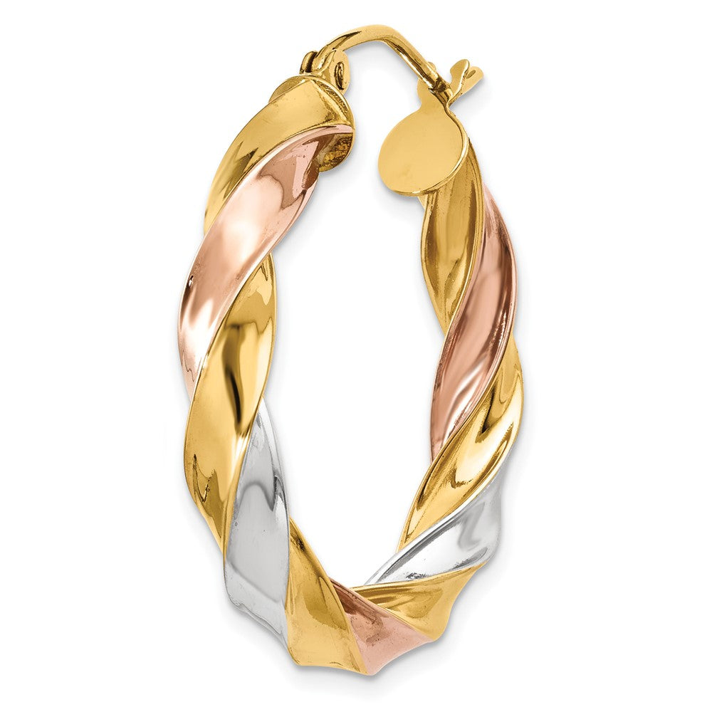 Single 14k Tri-color Light Twisted Hoop Earring