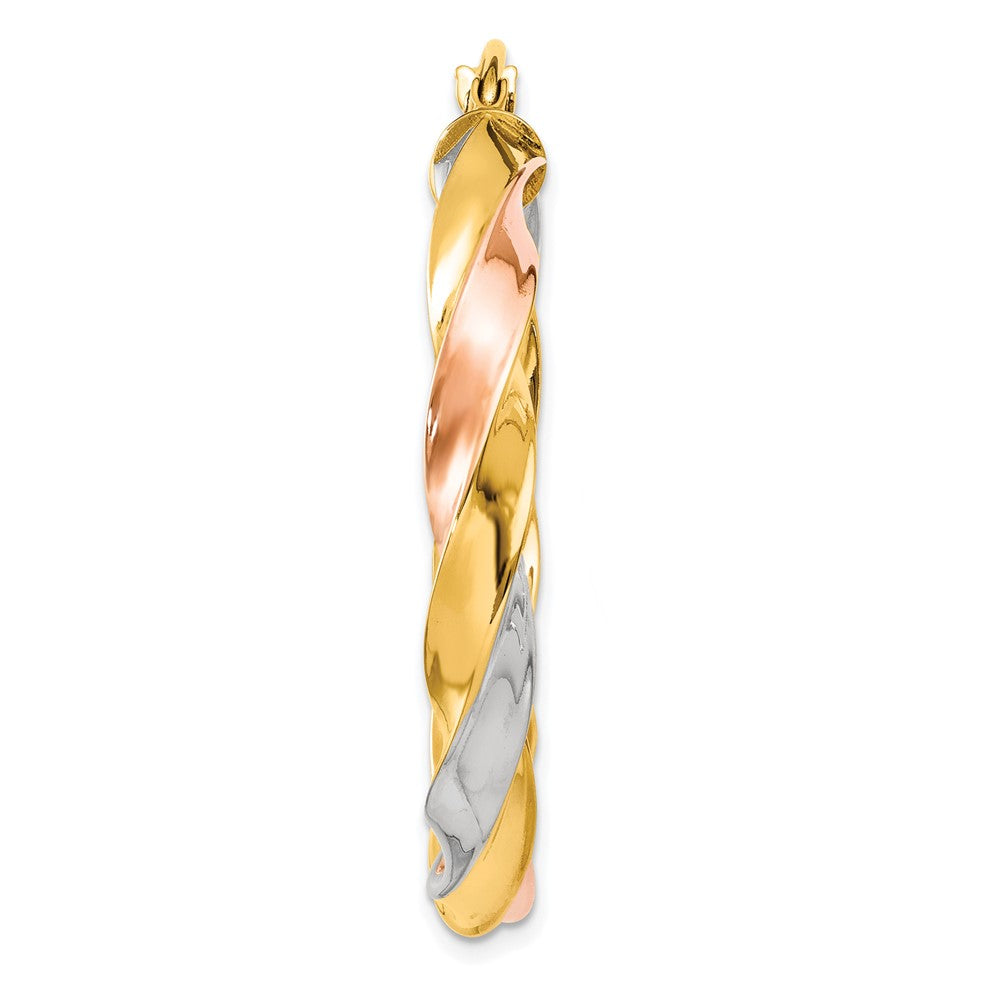 Single 14k Tri-color Light Twisted Hoop Earring