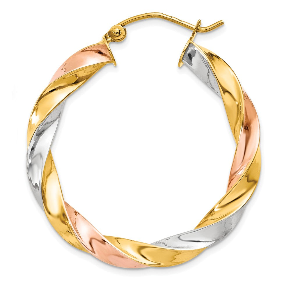 Single 14k Tri-color Light Twisted Hoop Earring