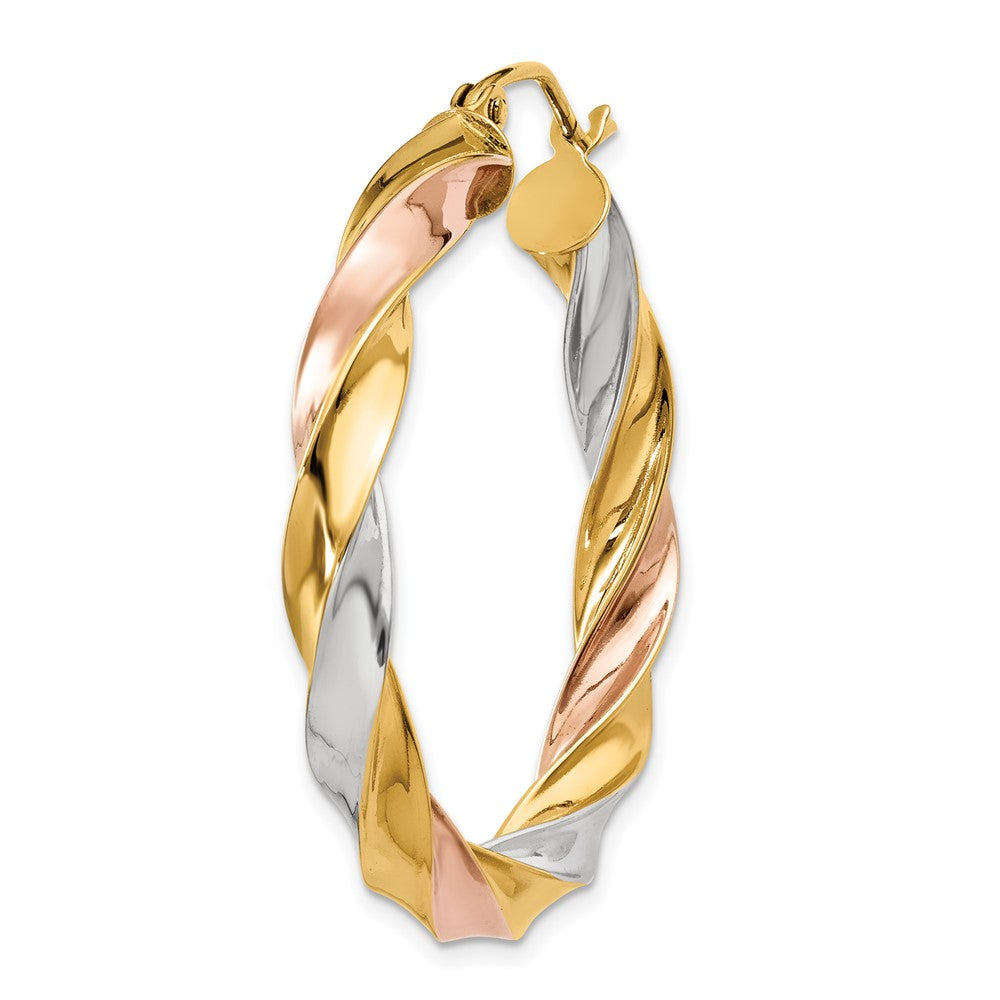 Single 14k Tri-color Light Twisted Hoop Earring