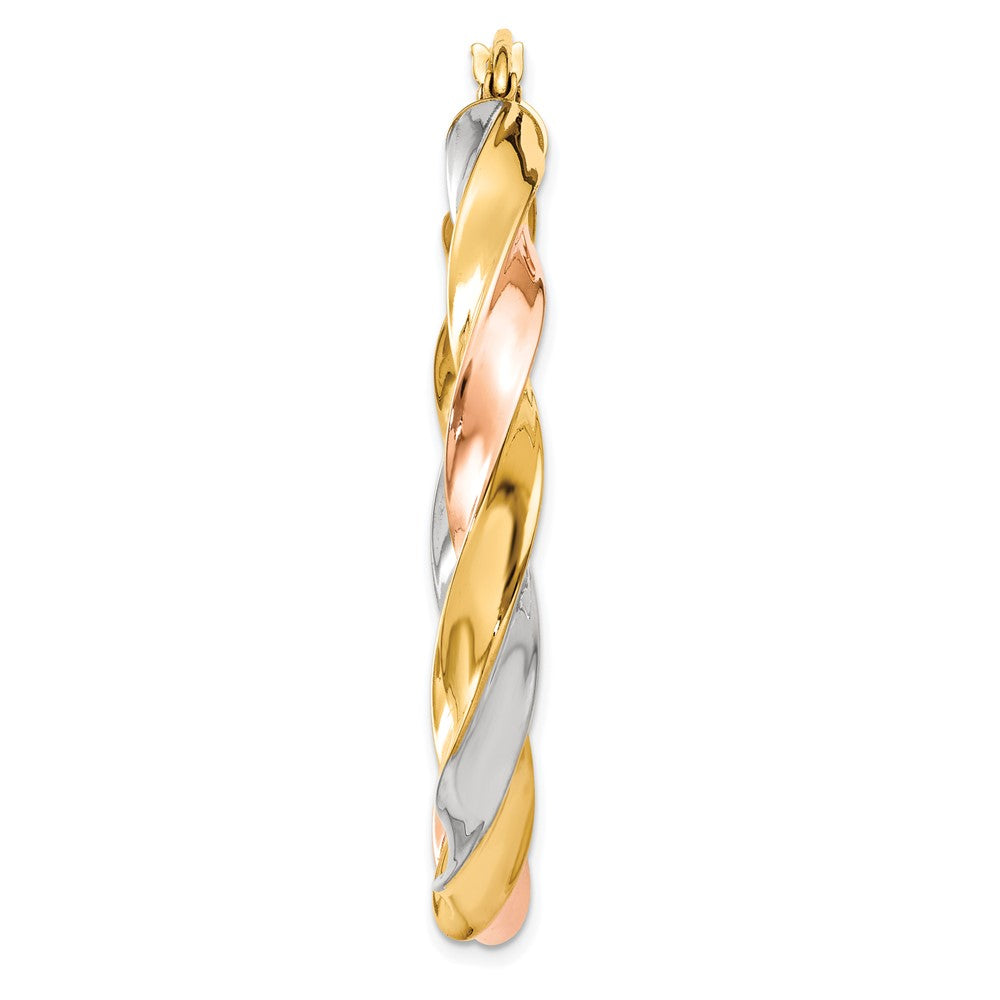 Single 14k Tri-color Light Twisted Hoop Earring