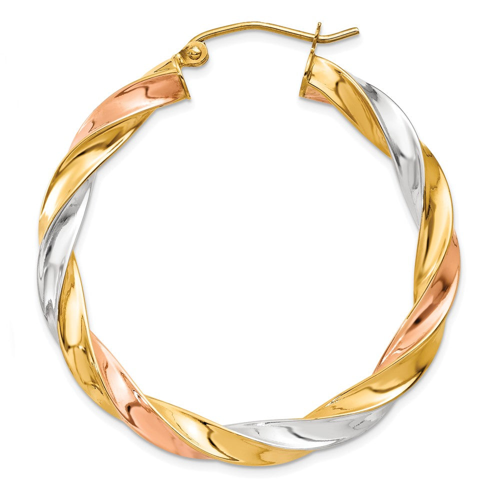 Single 14k Tri-color Light Twisted Hoop Earring