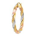 Single 14k Tri-color Light Twisted Hoop Earring