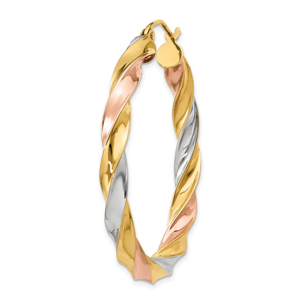 Single 14k Tri-color Light Twisted Hoop Earring