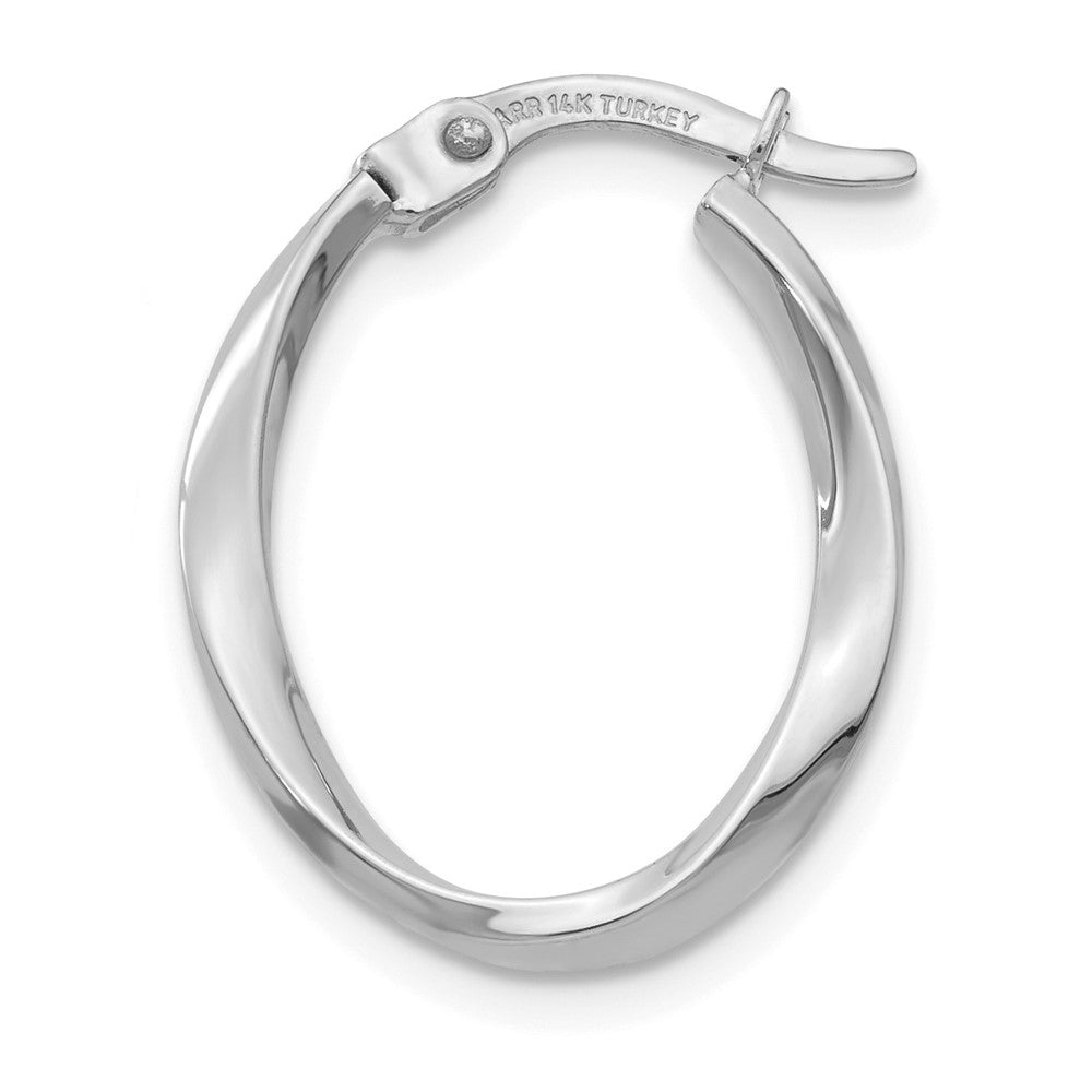 Single 14K White Gold Polished Oval Twist Hoop Earring