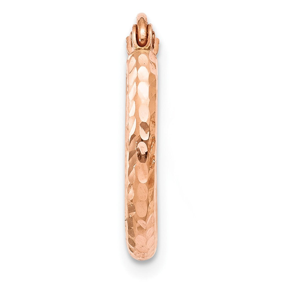 Single 14k Rose Gold Lightweight Diamond-cut Hoop Earring