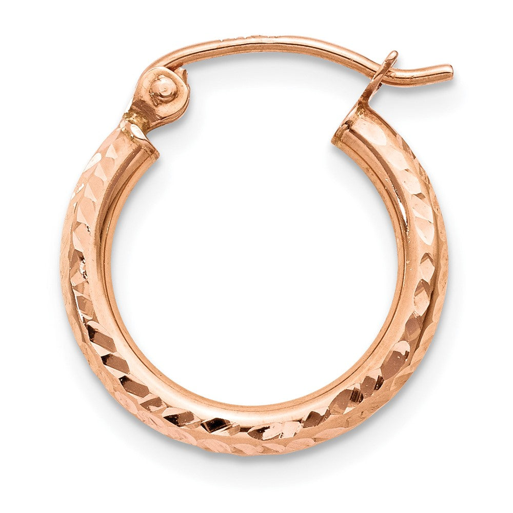 Single 14k Rose Gold Lightweight Diamond-cut Hoop Earring