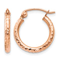 14k Rose Gold Lightweight Diamond-cut Hoop Earrings