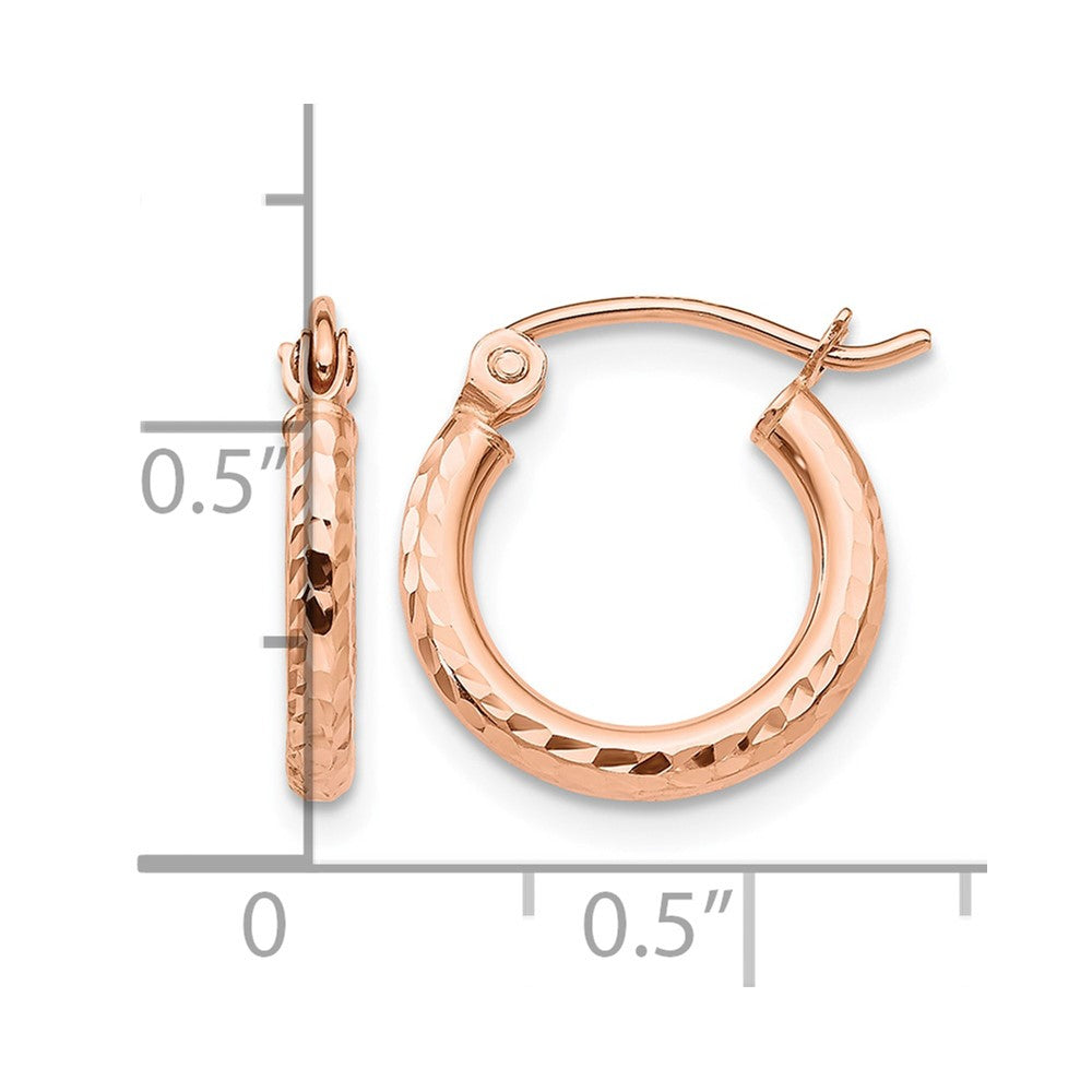 14k Rose Gold Lightweight Diamond-cut Hoop Earrings