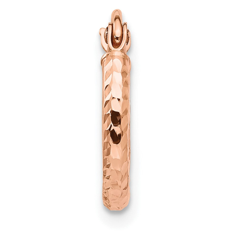 Single 14k Rose Gold Lightweight Diamond-cut Hoop Earring
