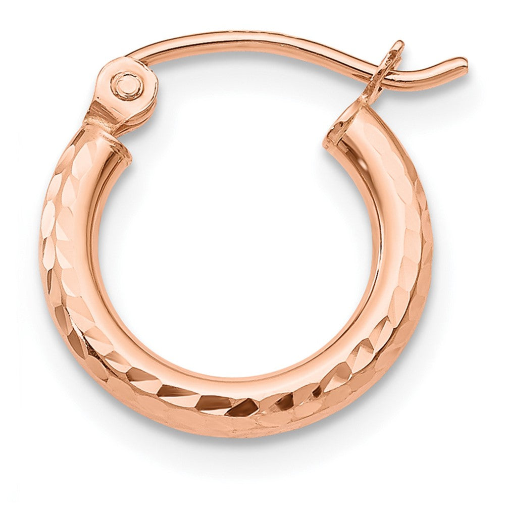 Single 14k Rose Gold Lightweight Diamond-cut Hoop Earring