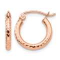 14k Rose Gold Lightweight Diamond-cut Hoop Earrings