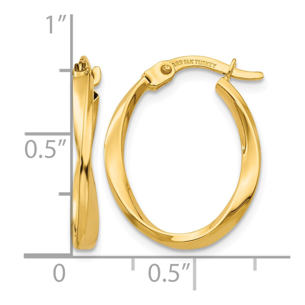 14K Gold Polished Twisted Oval Hoop Earrings