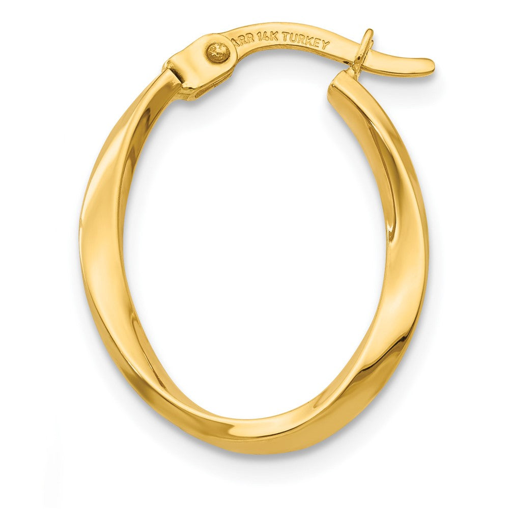 Single 14K Gold Polished Twisted Oval Hoop Earring