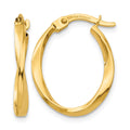 14K Gold Polished Twisted Oval Hoop Earrings