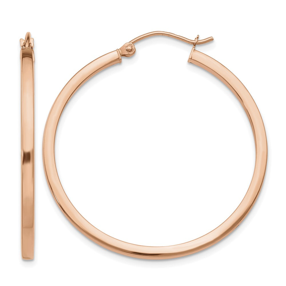 14k Rose Gold Lightweight Square Tube Hoop Earrings