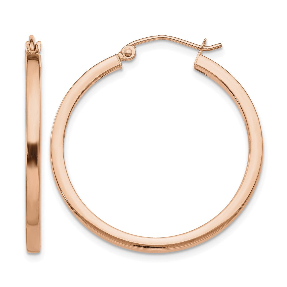 14k Rose Gold Lightweight Square Tube Hoop Earrings