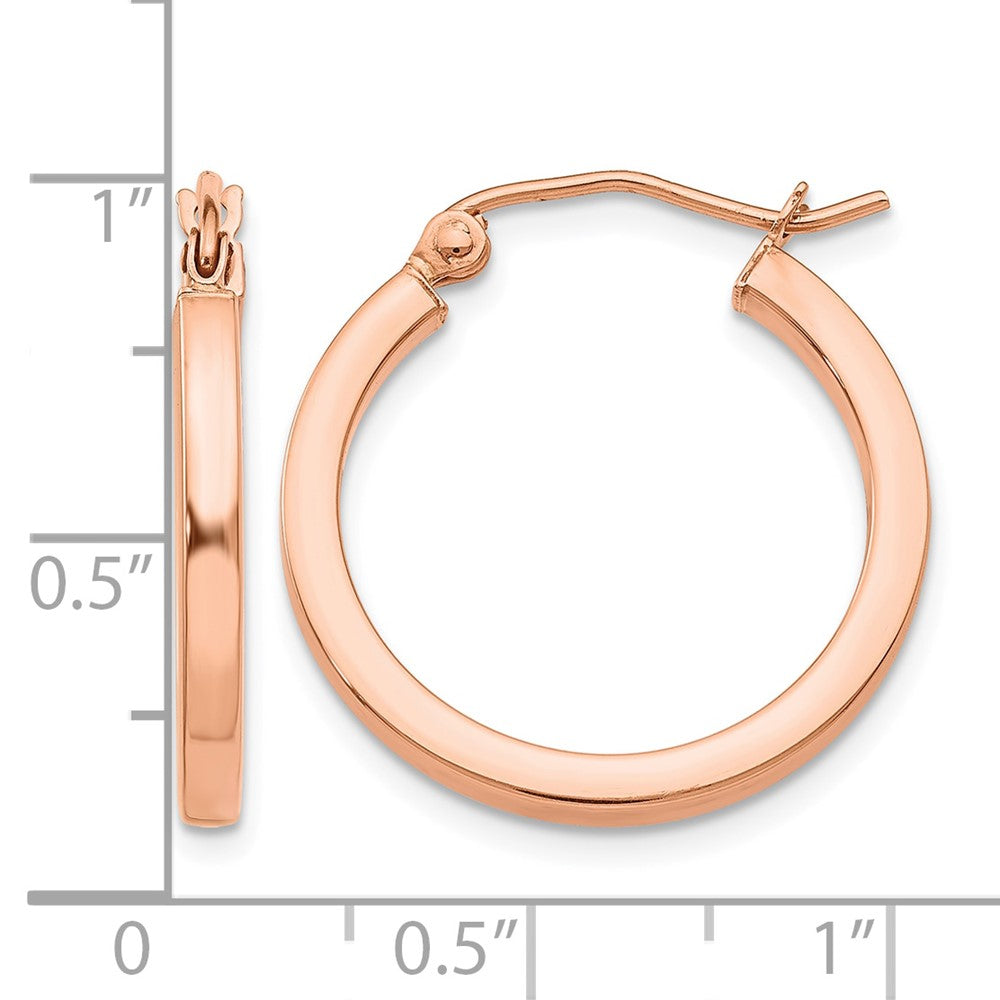 14k Rose Gold Lightweight Square Tube Hoop Earrings