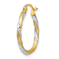 Single 14k & Rhodium Satin Diamond Cut Twisted Hoop Earring
