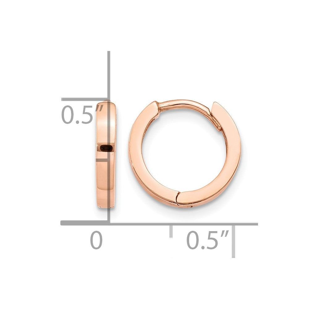 14k Rose Gold Round Hinged Hoop Earrings