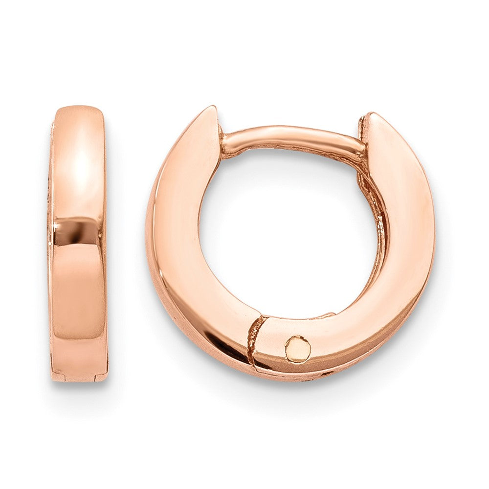 14k Rose Gold Round Hinged Hoop Earrings