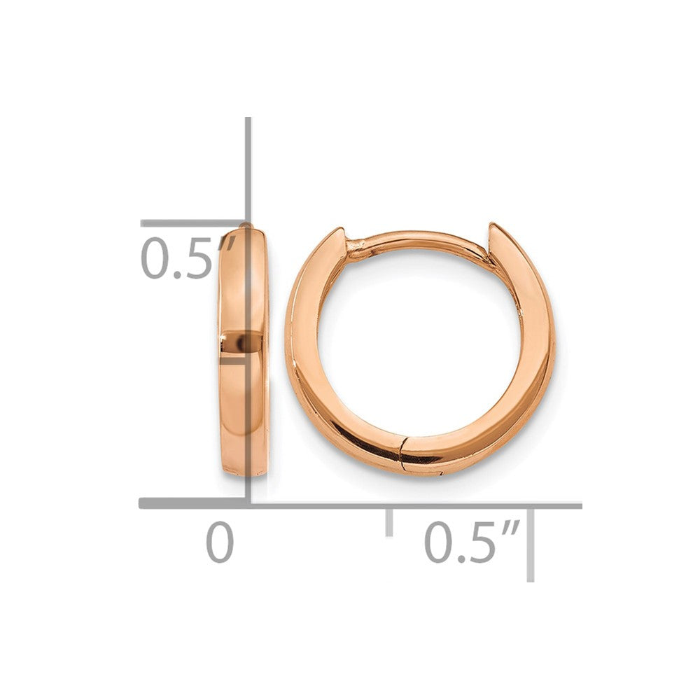 14k Rose Gold 1.8mm Round Hinged Hoop Earrings