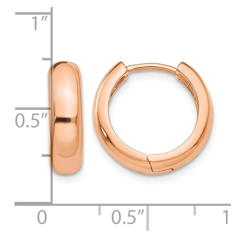 14k Rose Gold Round Hinged Hoop Earrings