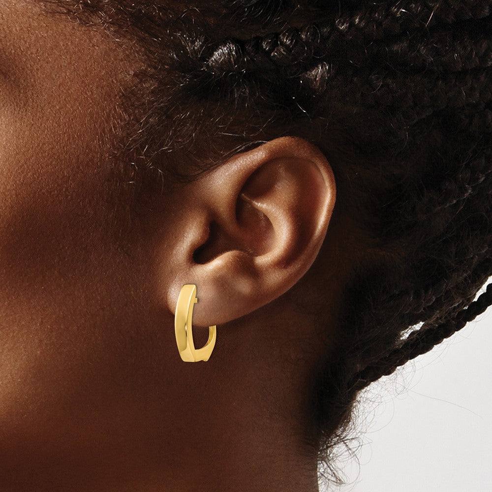 14K Gold Polished Hinged Post Earrings